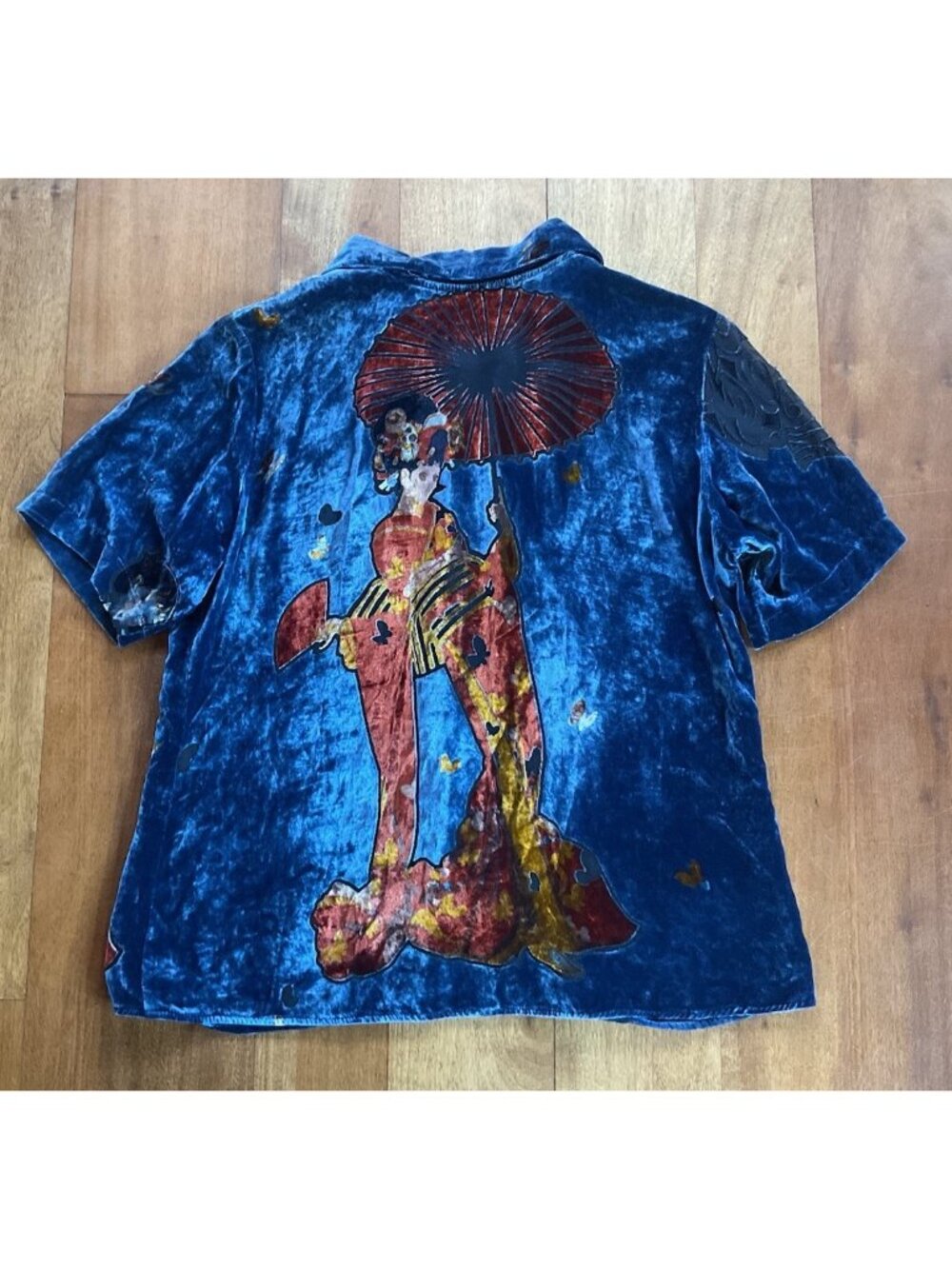 Citron Vintage Santa Monica Collection Geisha Shirt Rare Velvet Women’s S Artsy - Picture 2 of 11